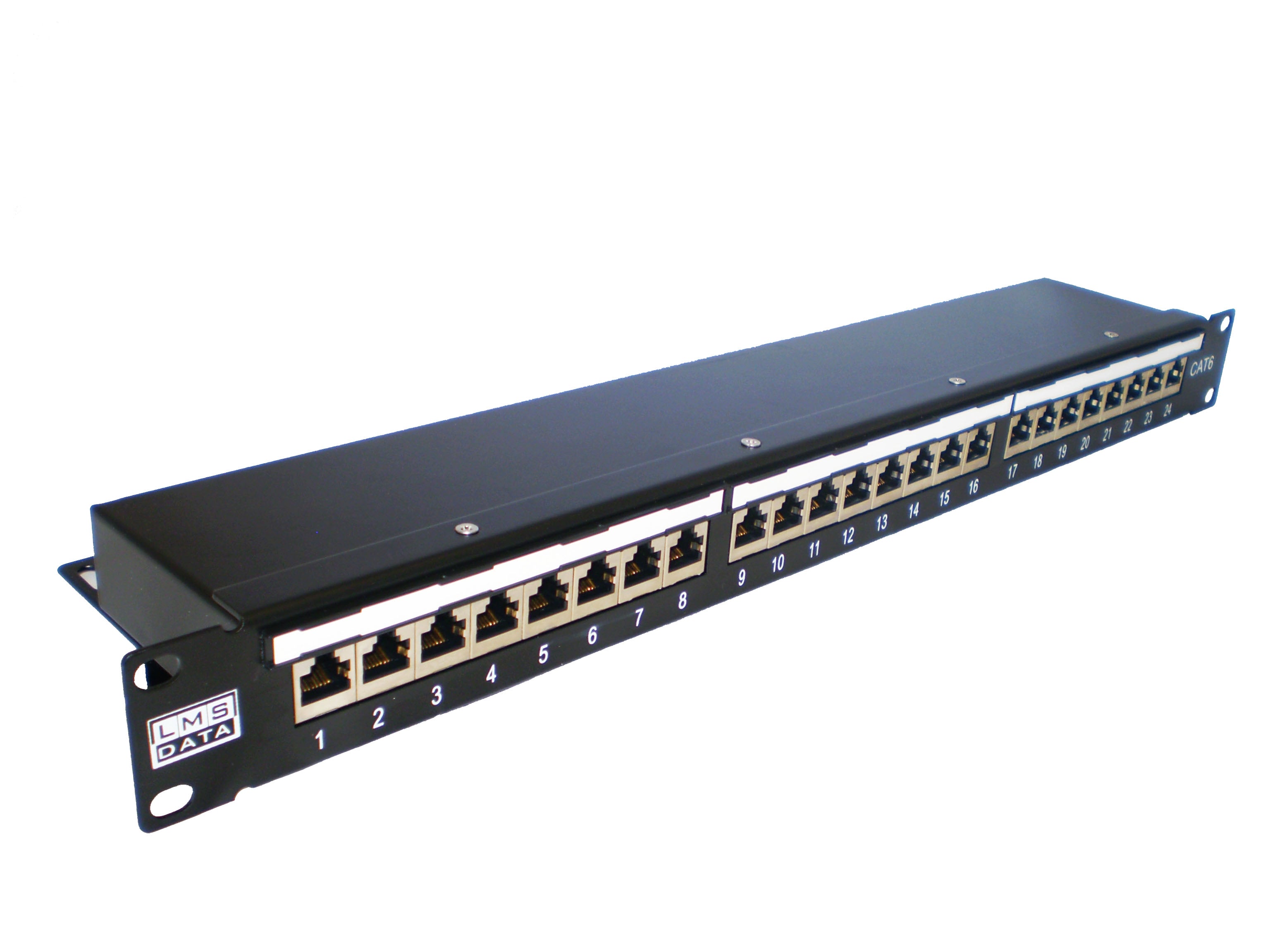 1U 19" 24 Port CAT6 Network RJ45 Vertical Shielded Patch Panel (STP) w/ Cable Management - Netbit UK
