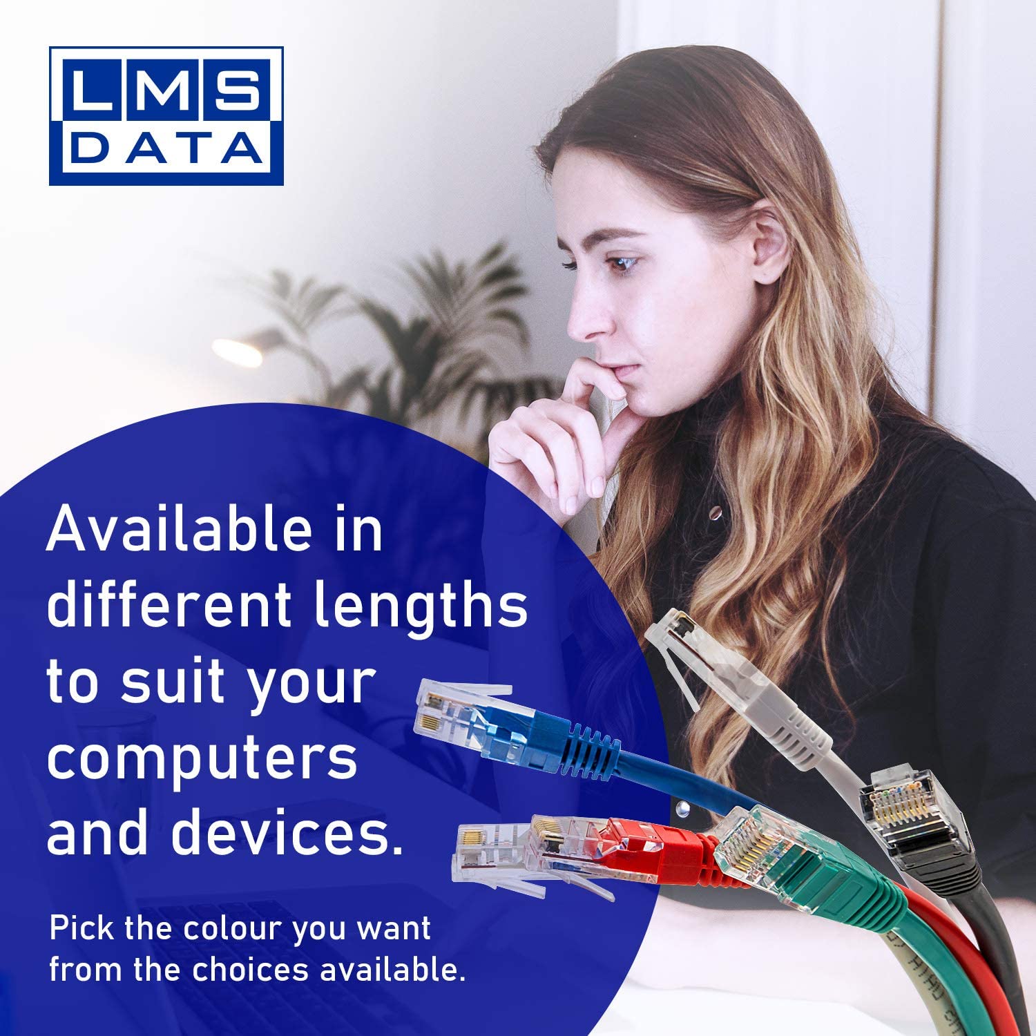 1.5m LMS Data Ethernet Cat5e RJ45 UTP Patch cable cord -Netbit UK