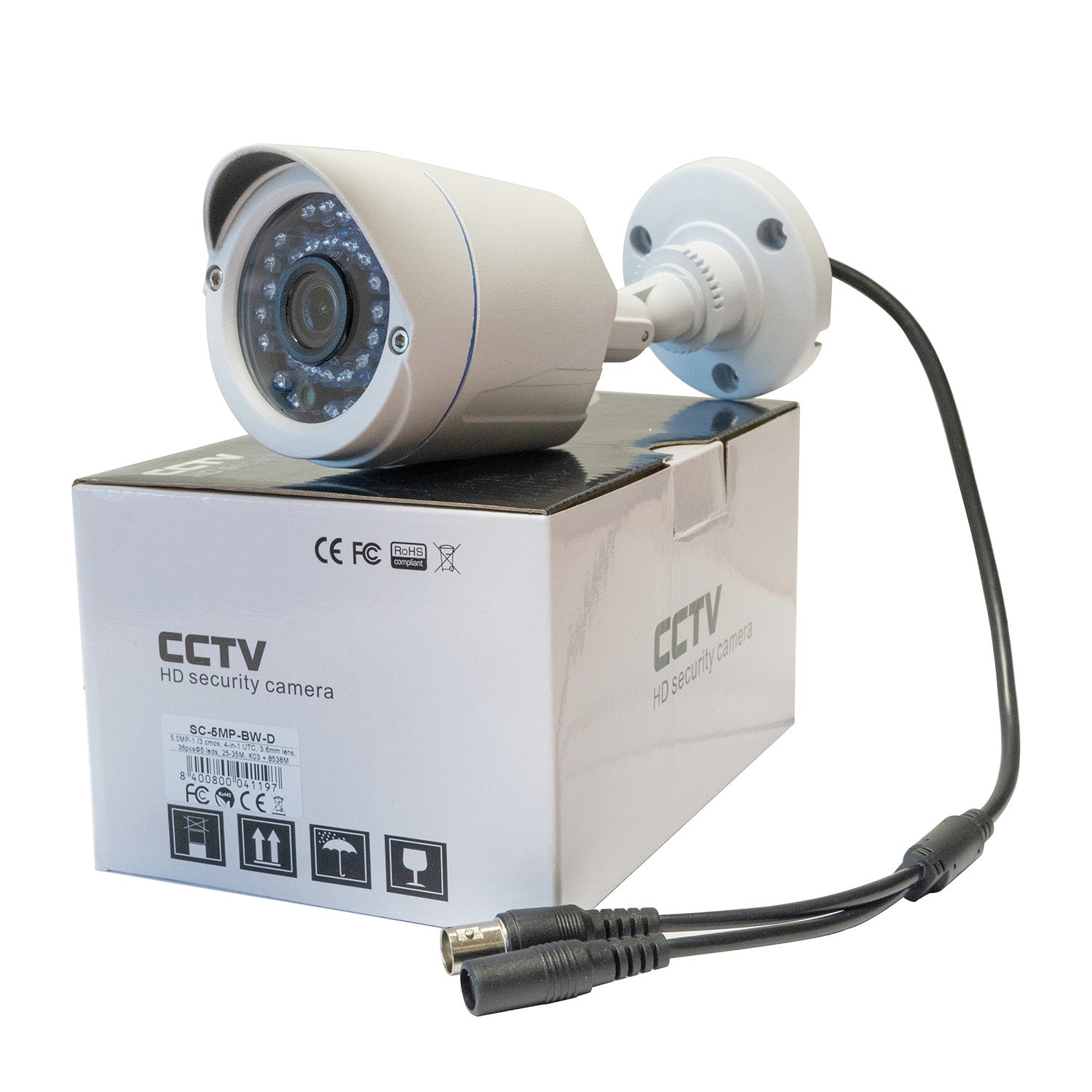 5MP CCTV Security Bullet Camera - White (SC-5MP-BW-D)