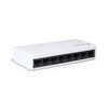 8-Port 10/100 Mbps Network Fast Network Ethernet Switch (Desktop or wall-mounted). The view is front facing its 5 ethernet ports.