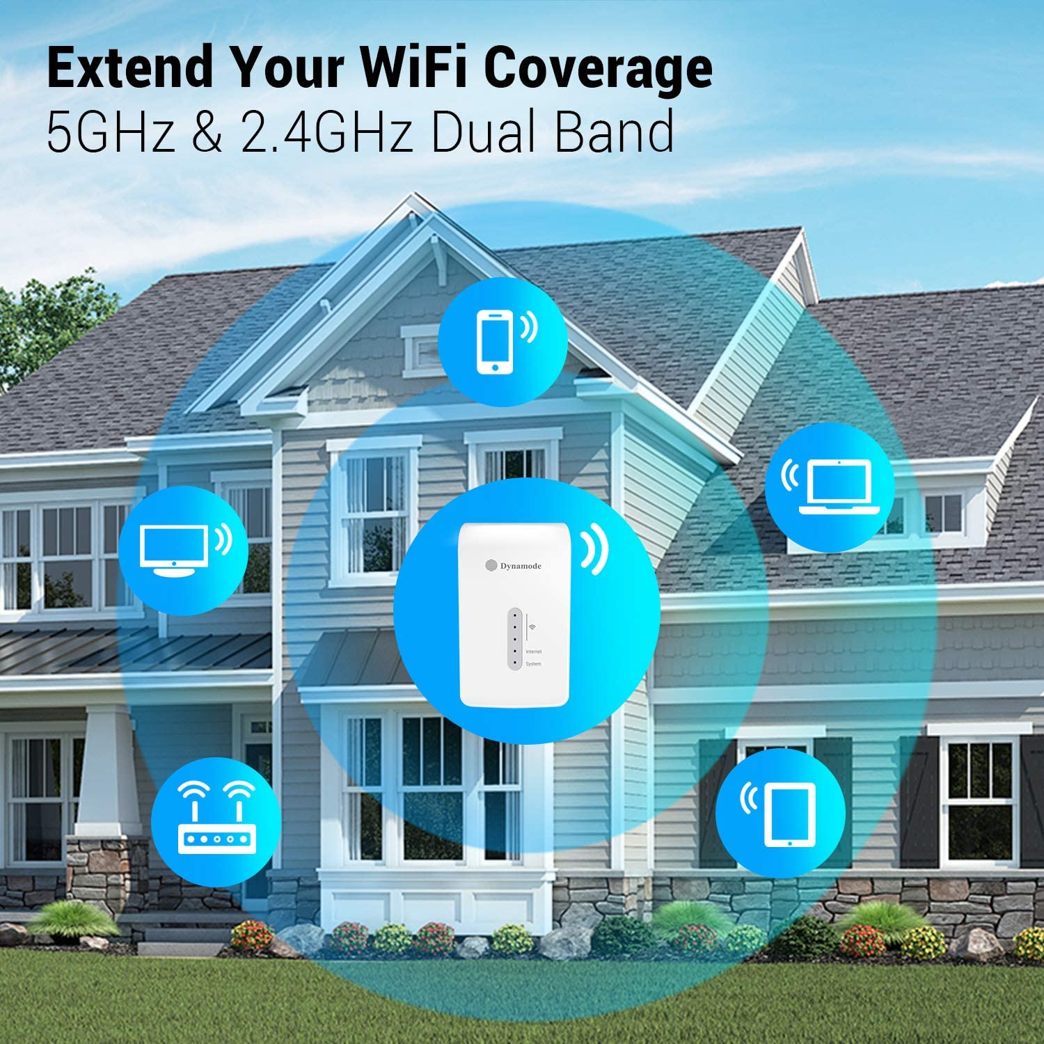 Dynamode - 2.4/5GHz AC WiFi Extender | Access Point | Signal Booster for Home & Office (1200MBPs)