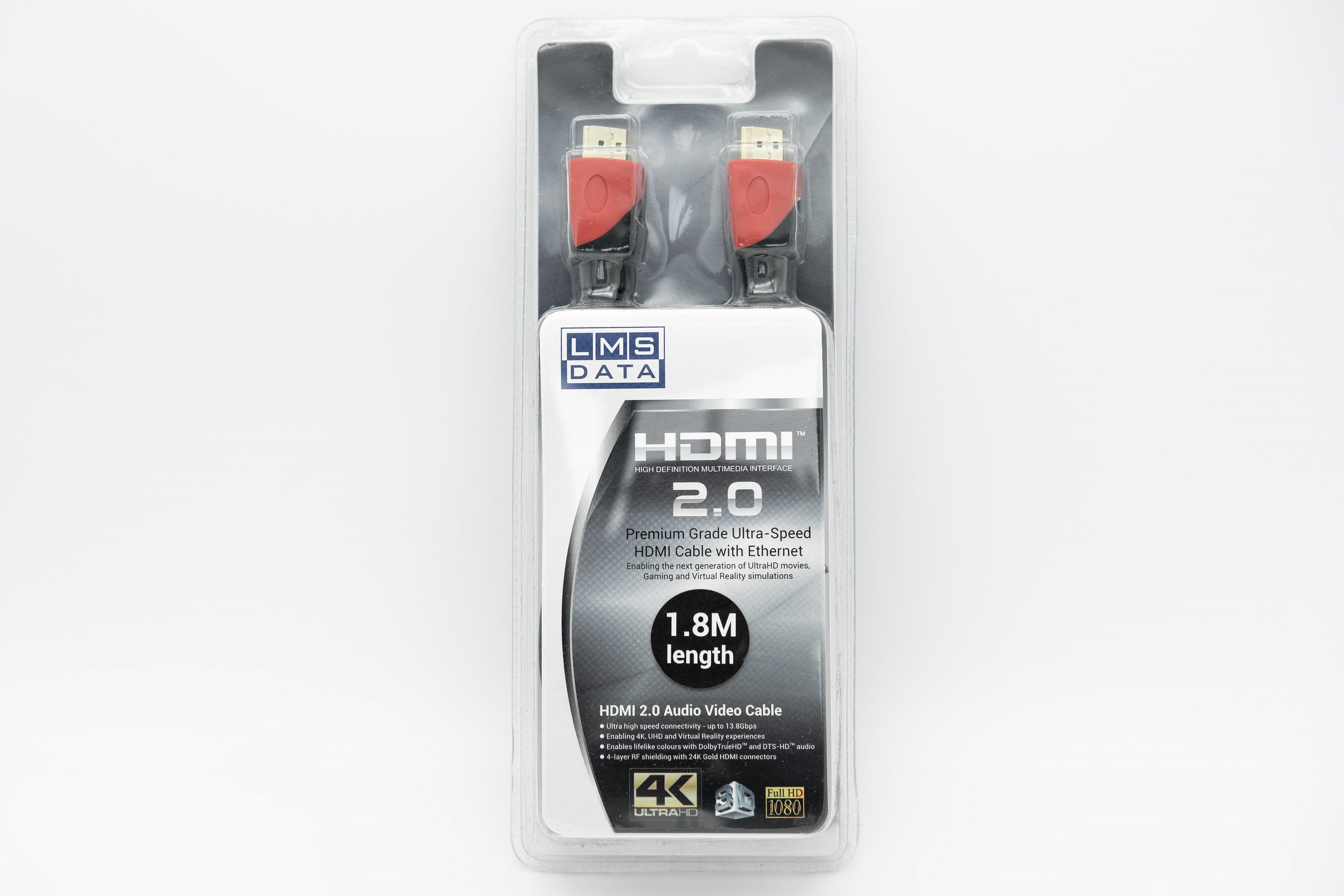 High Speed 4K HDMI2.0 Cable - 1.8m (Retail Blister) - Netbit UK