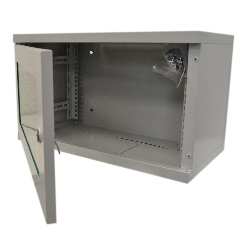 6U 280mm 19" Data Rack Wall Cabinet (non removable sides) - Grey - Netbit UK